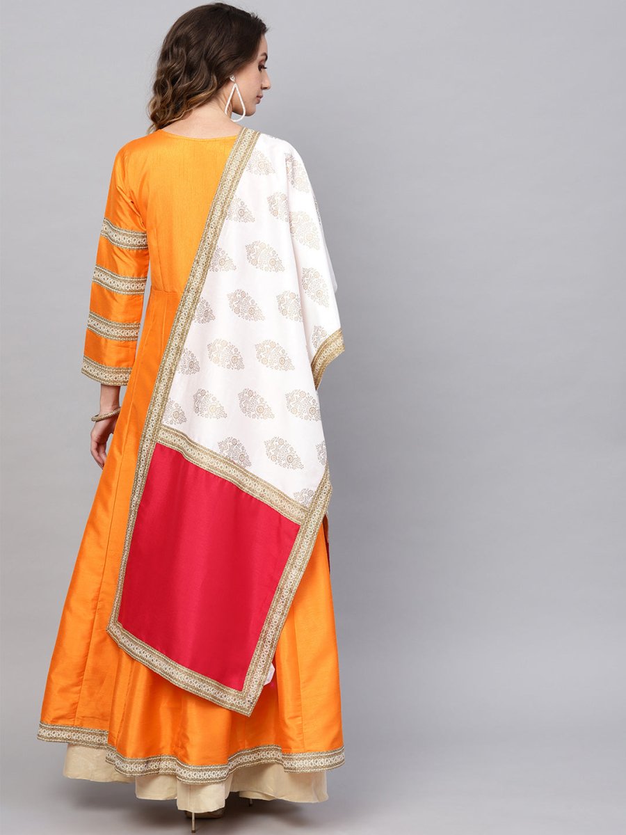 Ahalyaa Solid Pleated Kurta with Dupatta | Swadesiicart