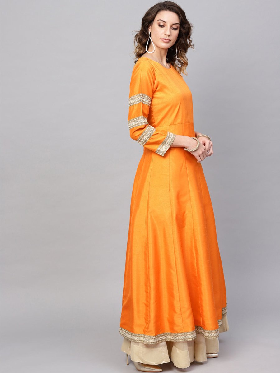 Ahalyaa Solid Pleated Kurta with Dupatta | Swadesiicart