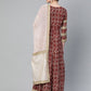 Ahalyaa Women Maroon & Off-White Printed Anarkali Kurta with Beautiful Dupatta | Swadesiicart
