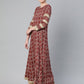 Ahalyaa Women Maroon & Off-White Printed Anarkali Kurta with Beautiful Dupatta | Swadesiicart