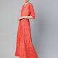 Ahalyaa Women Red & Golden Printed Beautiful A-Line Kurta with Dupatta | Swadesiicart