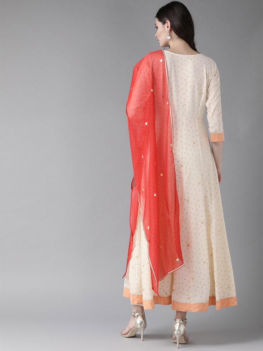 Ahalyaa Cream Kurta with Dupatta Set | Swadesiicart