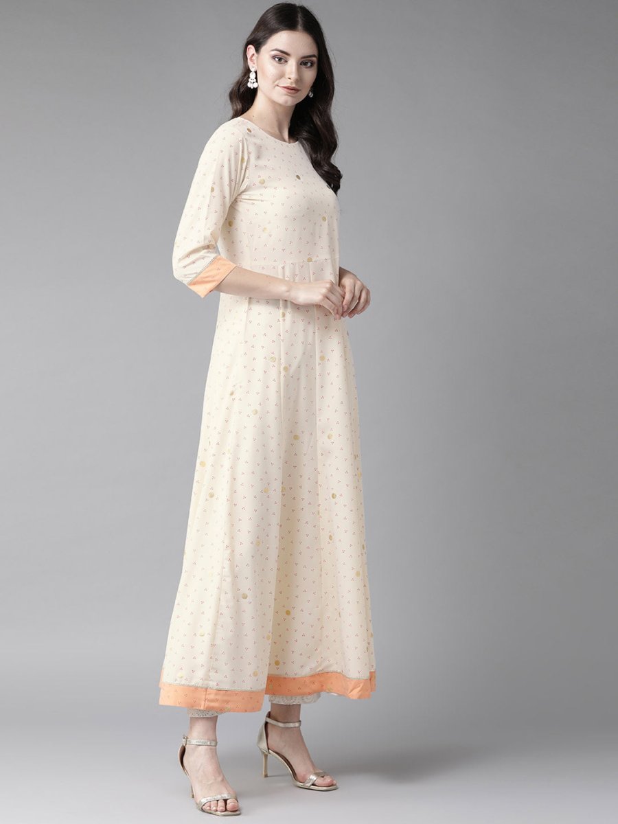Ahalyaa Cream Kurta with Dupatta Set | Swadesiicart