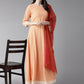 Ahalyaa Peach-Coloured & Rust Orange Printed Maxi Dress With Dupatta | Swadesiicart