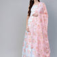 Ahalyaa Blue & Pink Floral Printed Anarkali Kurta with Dupatta | Swadesiicart