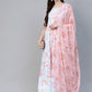 Ahalyaa Blue & Pink Floral Printed Anarkali Kurta with Dupatta | Swadesiicart