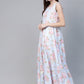 Ahalyaa Blue & Pink Floral Printed Anarkali Kurta with Dupatta | Swadesiicart