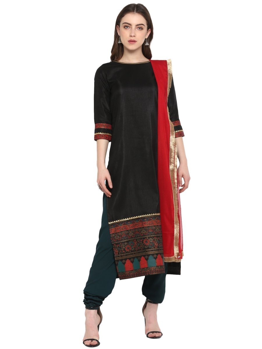 Ahalyaa Women Black & Red Kurta Set | Swadesiicart