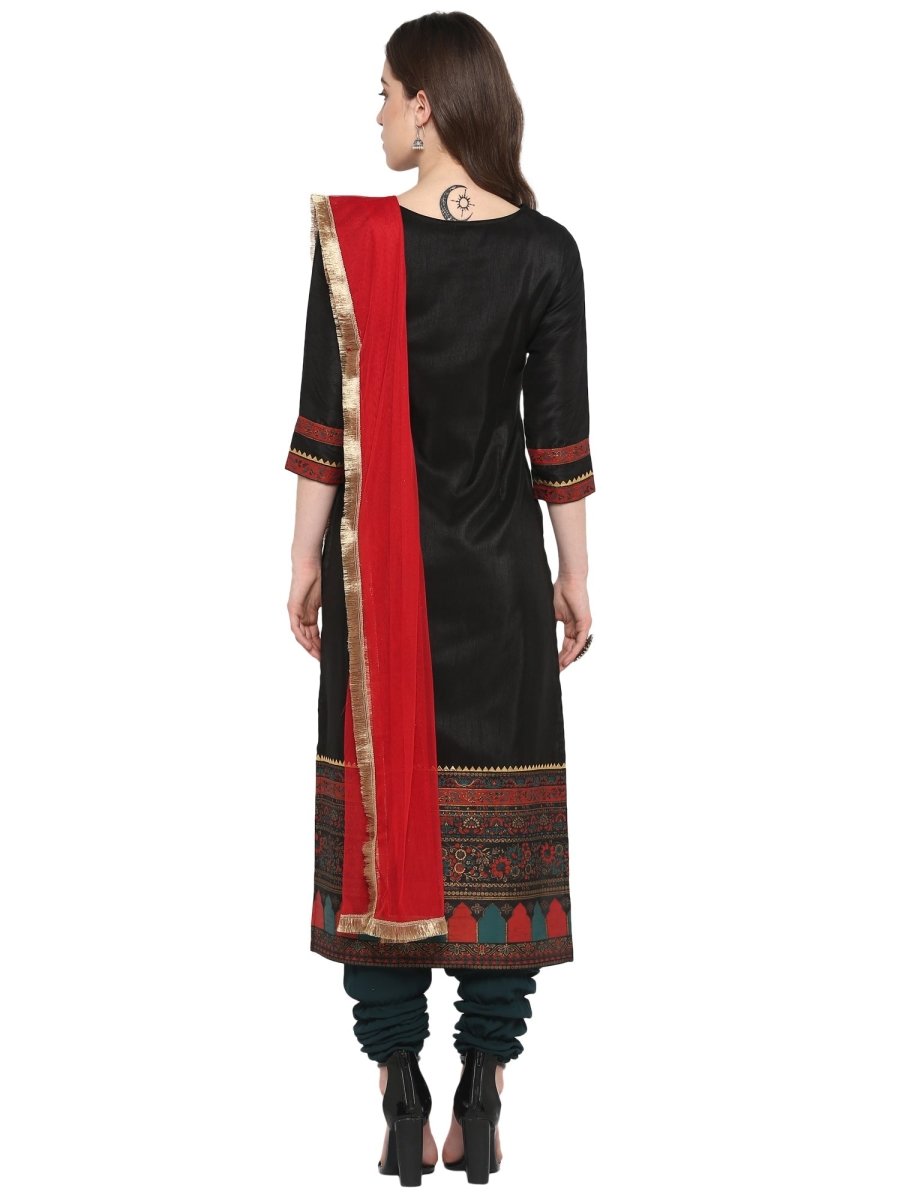 Ahalyaa Women Black & Red Kurta Set | Swadesiicart