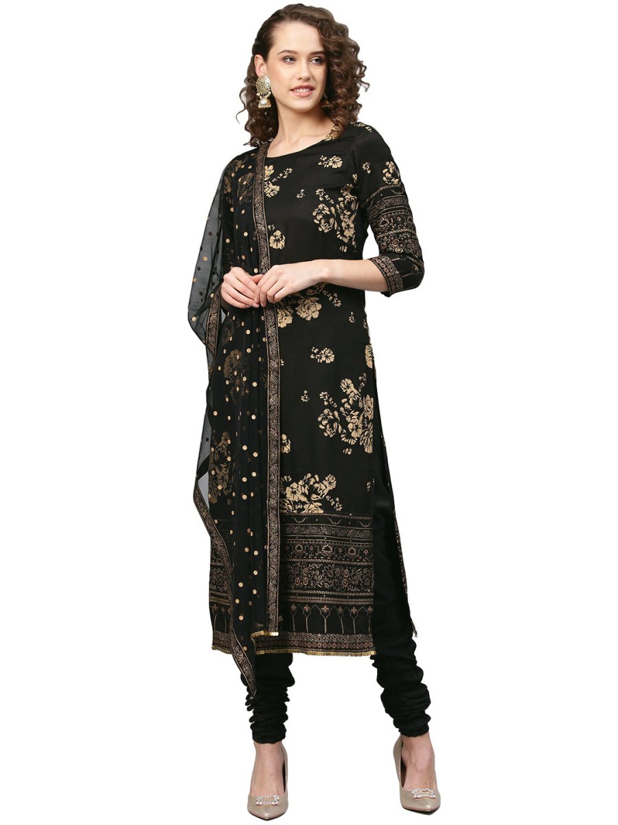 Ahalyaa Black Printed Kurta Set For Women's | Swadesiicart