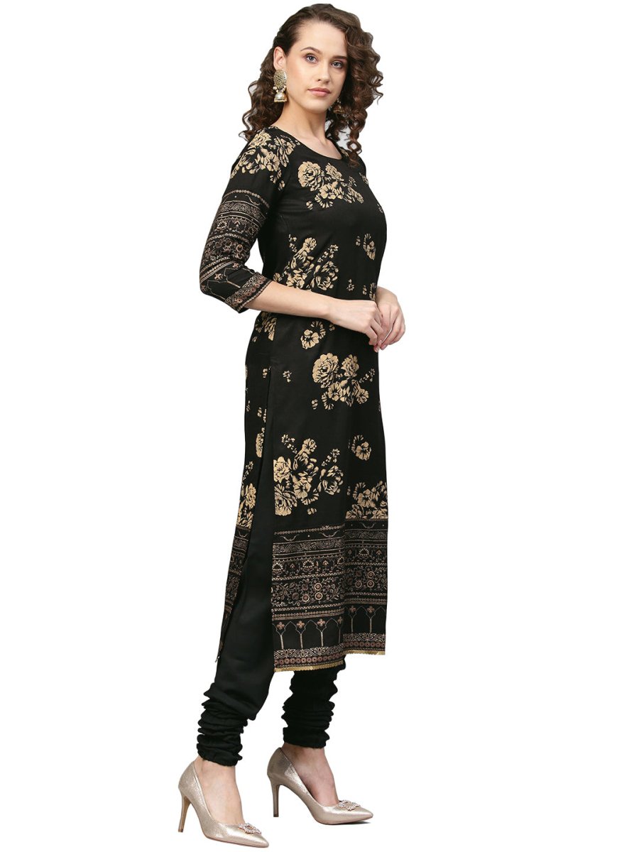 Ahalyaa Black Printed Kurta Set For Women's | Swadesiicart