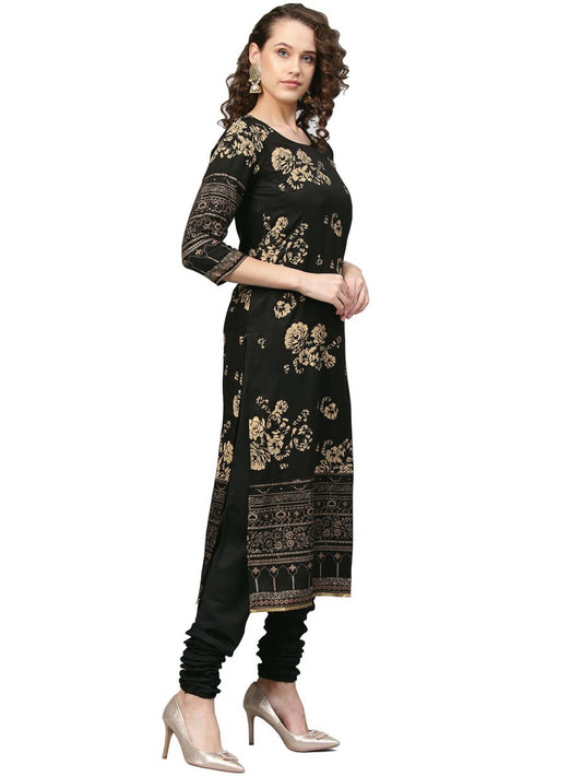 Ahalyaa Black Printed Kurta Set For Women's | Swadesiicart