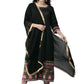 Ahalyaa Women Black & Beige Printed Kurta With Churidar & Dupatta | Swadesiicart