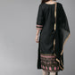 Ahalyaa Women Black & Beige Printed Kurta With Churidar & Dupatta | Swadesiicart
