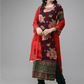 Ahalyaa Women Burgundy & Green Printed Beautiful Kurta Set | Swadesiicart
