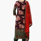 Ahalyaa Women Burgundy & Green Printed Beautiful Kurta Set | Swadesiicart