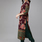 Ahalyaa Women Burgundy & Green Printed Beautiful Kurta Set | Swadesiicart