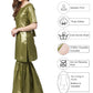 Ahalyaa Shimmer Green Cotton Kurta Gharara With Peach Dupatta | Swadesiicart