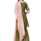 Ahalyaa Shimmer Green Cotton Kurta Gharara With Peach Dupatta | Swadesiicart
