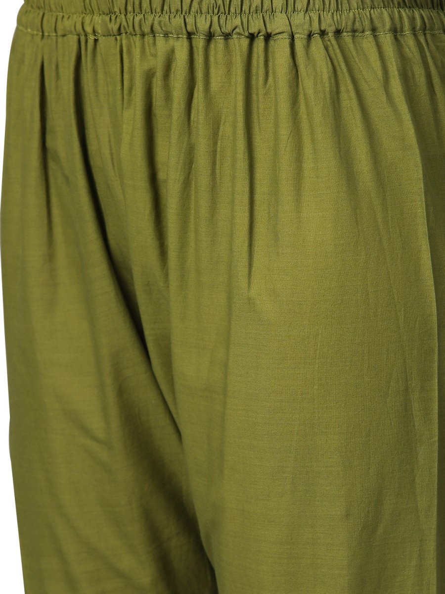 Ahalyaa Shimmer Green Cotton Kurta Gharara With Peach Dupatta | Swadesiicart