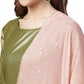 Ahalyaa Shimmer Green Cotton Kurta Gharara With Peach Dupatta | Swadesiicart