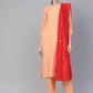 Ahalyaa Women Peach-Coloured & Red Screen Bandhani Printed Kurta with Trousers & Dupatta | Swadesiicart