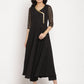 Ahalyaa Women Black Printed Angrakha Kurta With Trousers & Dupatta | Swadesiicart