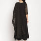 Ahalyaa Women Black Printed Angrakha Kurta With Trousers & Dupatta | Swadesiicart
