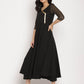 Ahalyaa Women Black Printed Angrakha Kurta With Trousers & Dupatta | Swadesiicart