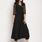 Ahalyaa Women Black Printed Angrakha Kurta With Trousers & Dupatta | Swadesiicart