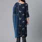 Ahalyaa Women Navy Blue Printed Regular Kurta With Trousers & Dupatta | Swadesiicart
