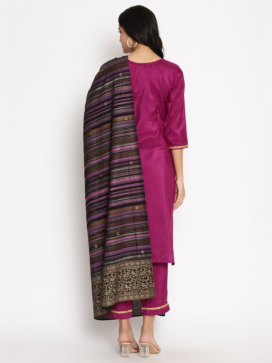 Ahalyaa Poly Silk Kurta Pant With Dupatta Set | Swadesiicart