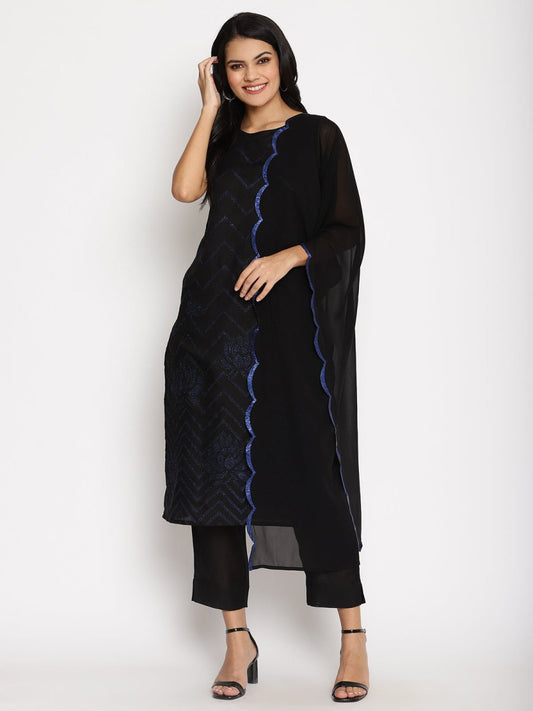 Ahalyaa Chanderi Kurta Pant With Dupatta Set | Swadesiicart