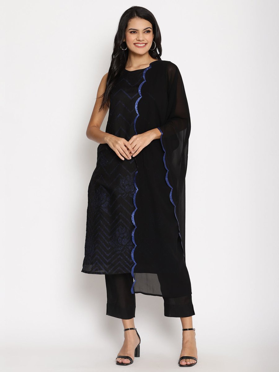 Ahalyaa Chanderi Kurta Pant With Dupatta Set | Swadesiicart