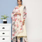 Ahalyaa Women Off White Floral Empire Gotta Patti Kurta with Trousers & With Dupatta | Swadesiicart