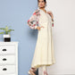 Ahalyaa Women Off White Floral Empire Gotta Patti Kurta with Trousers & With Dupatta | Swadesiicart
