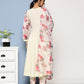 Ahalyaa Women Off White Floral Empire Gotta Patti Kurta with Trousers & With Dupatta | Swadesiicart