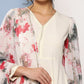 Ahalyaa Women Off White Floral Empire Gotta Patti Kurta with Trousers & With Dupatta | Swadesiicart