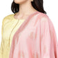 Ahalyaa Pastel Lemon & Pink Kurta Set For Women | Swadesiicart