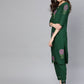 Ahalyaa Women Green & Yellow Printed Kurta With Trousers & Dupatta | Swadesiicart