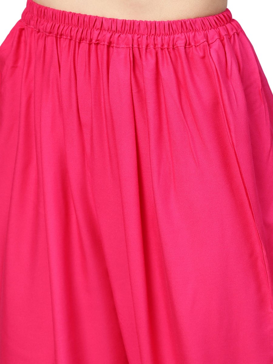 Ahalyaa Fuchsia Viscose Rayon Straight Kurta Set | Swadesiicart