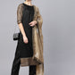 Ahalyaa Black Solid Kurta with Trousers & Dupatta | Swadesiicart