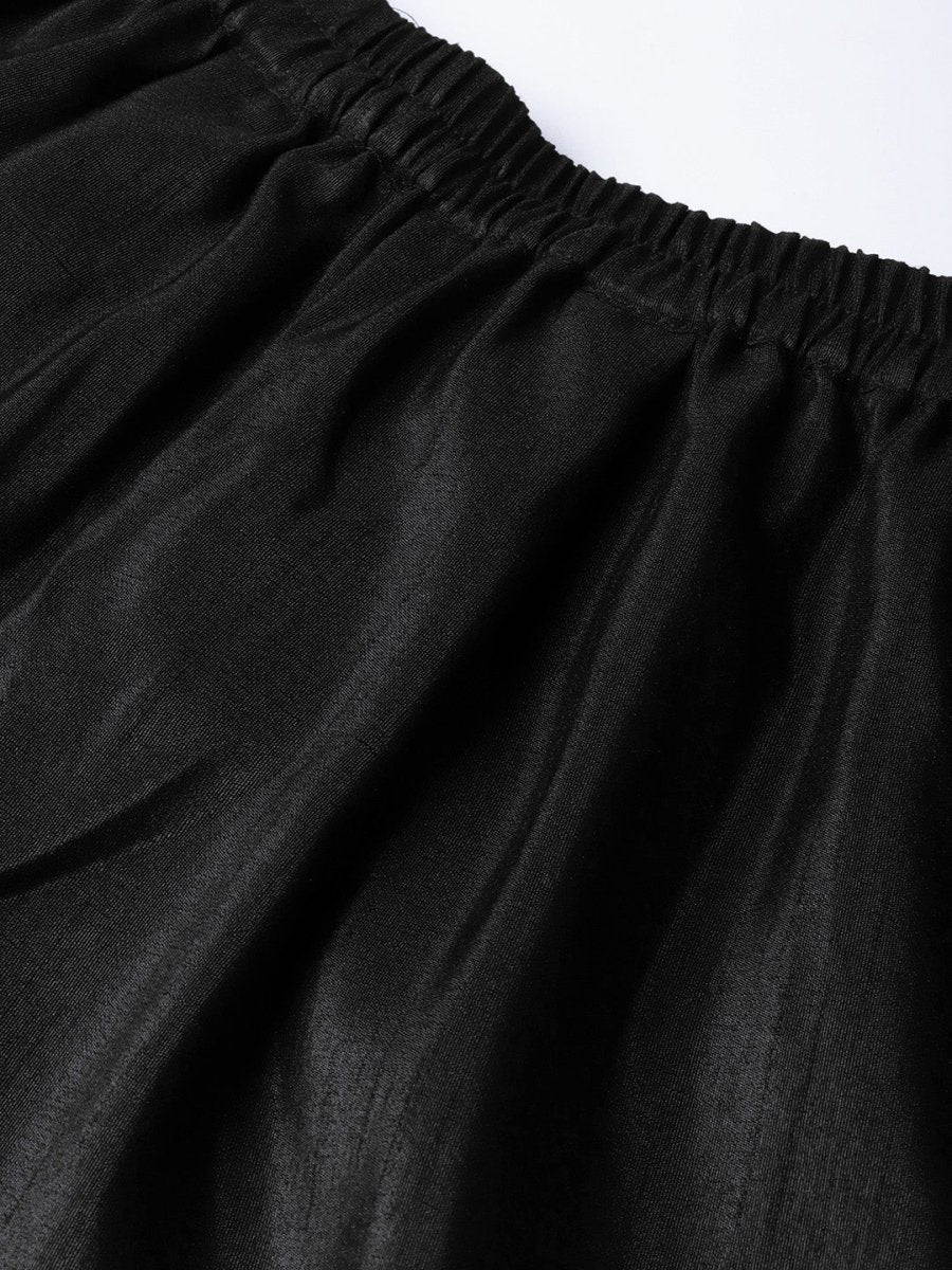 Ahalyaa Black Solid Kurta with Trousers & Dupatta | Swadesiicart