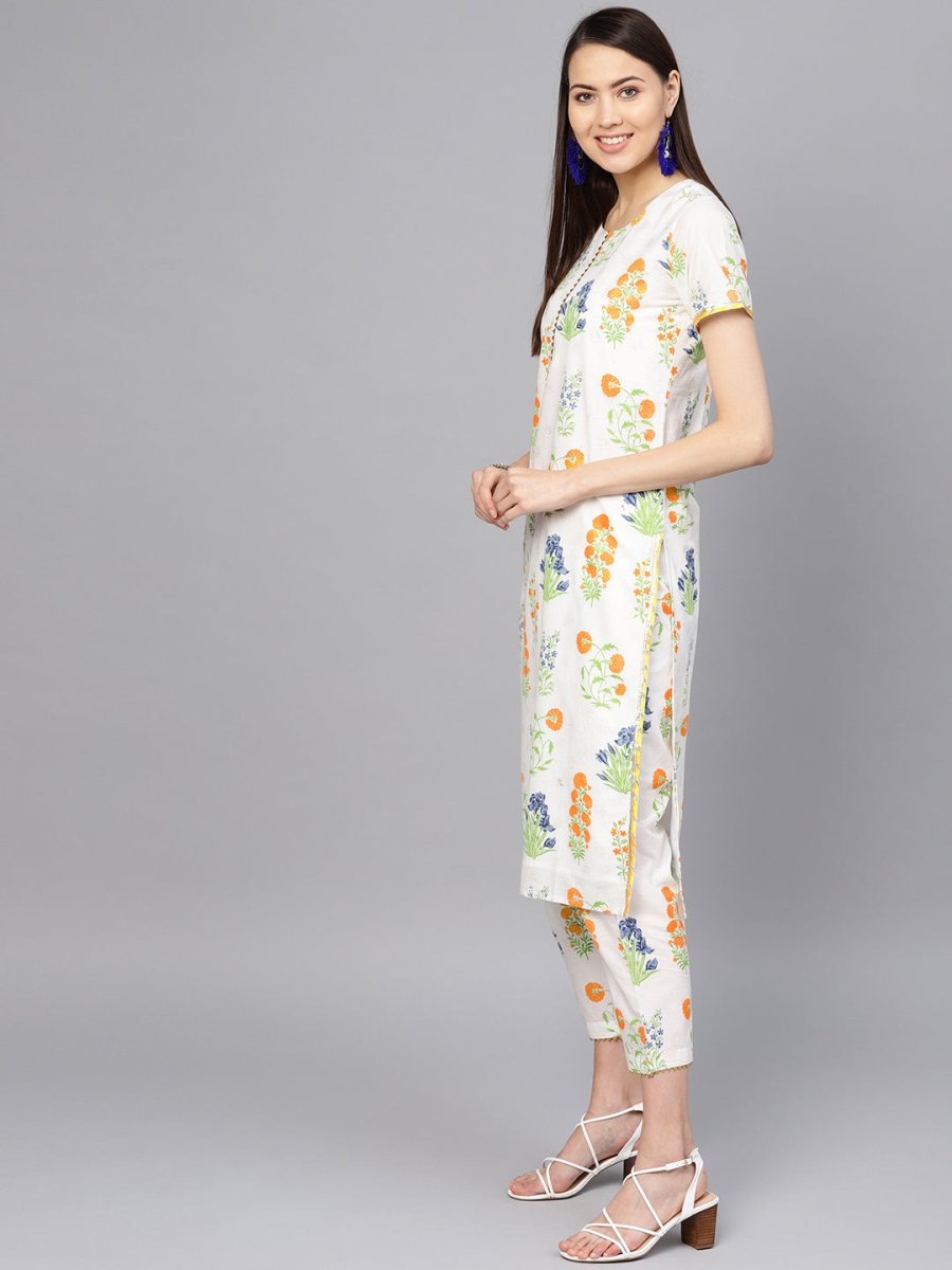 Ahalyaa Women Off white Printed Beautiful Kurta Set | Swadesiicart