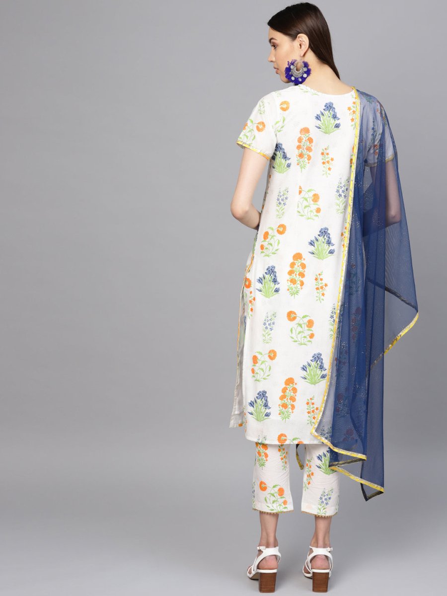 Ahalyaa Women Off white Printed Beautiful Kurta Set | Swadesiicart