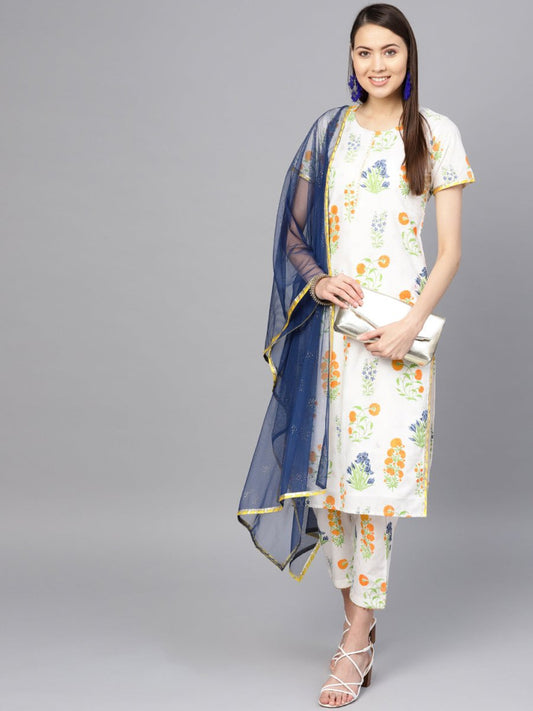 Ahalyaa Women Off white Printed Beautiful Kurta Set | Swadesiicart