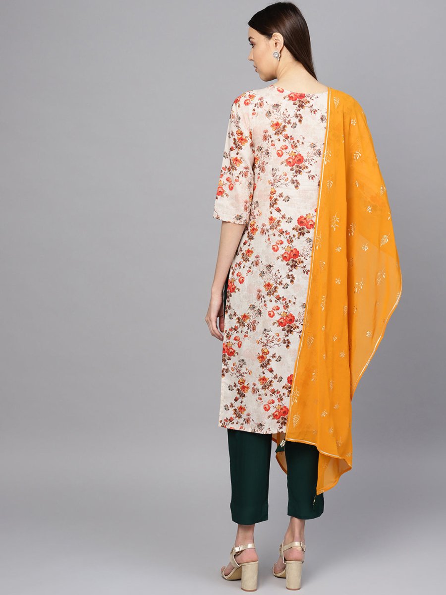 Ahalyaa Off White Printed Kurta Set | Swadesiicart