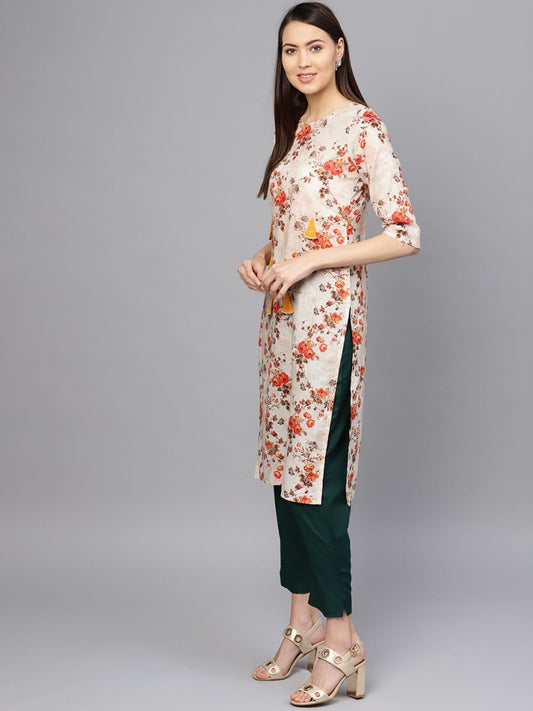 Ahalyaa Off White Printed Kurta Set | Swadesiicart