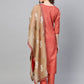 Ahalyaa Women Red & Golden Printed Kurta with Trousers & Dupatta | Swadesiicart