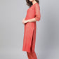 Ahalyaa Women Red & Golden Printed Kurta with Trousers & Dupatta | Swadesiicart